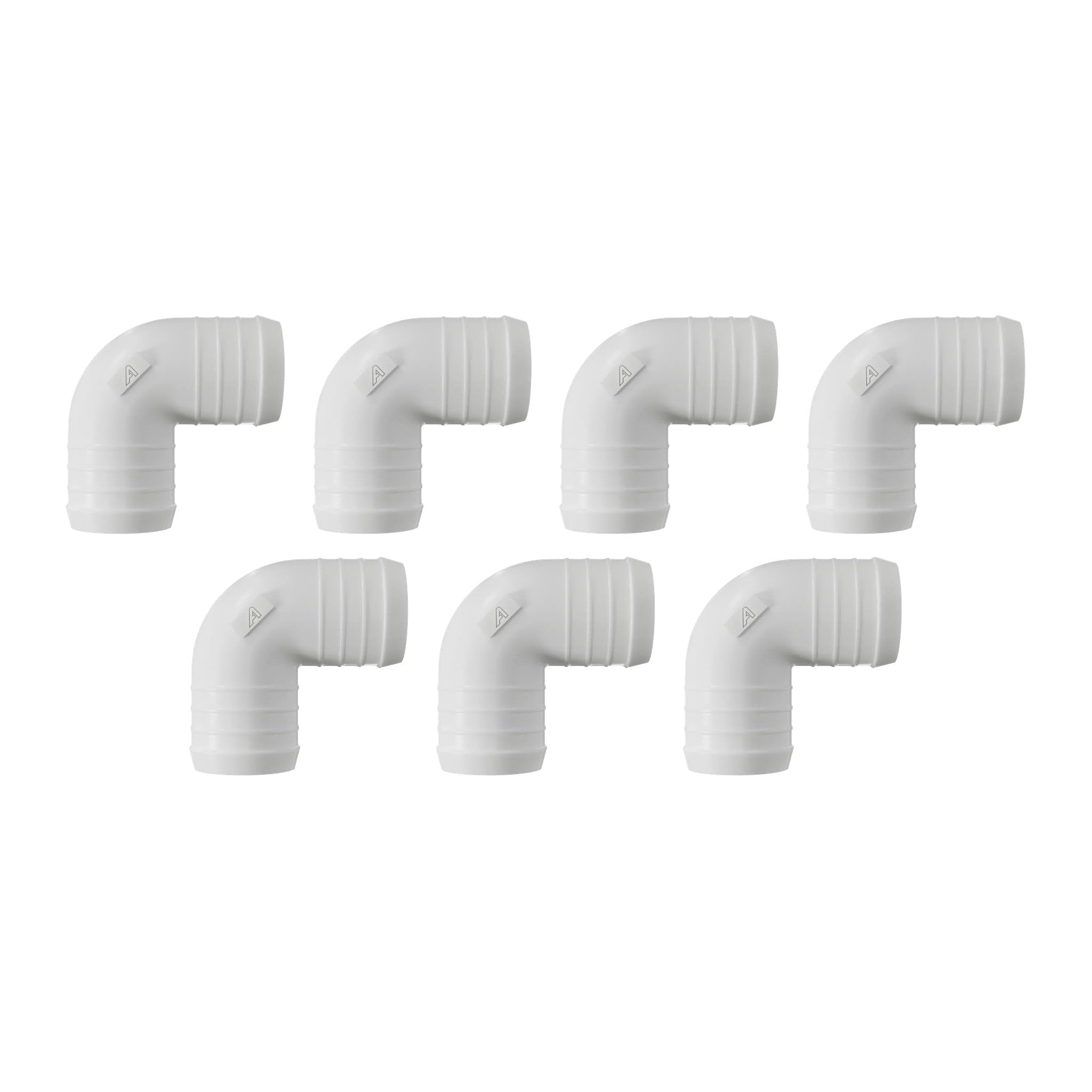 7 Pack 14mm 90 Degree Barbed Plastic Hose Elbow Joiner Connector White โ image 1