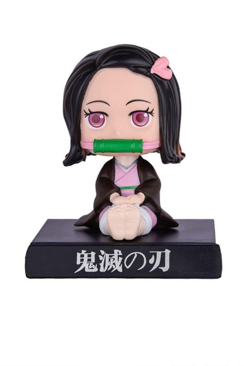 Silverline Nezuko Action Figure Limited Edition Bobblehead with Mobile Holder for Car Dashboard, Office Desk & Study Table