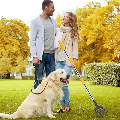 Image of Niubya Pooper Scooper for Dogs, Metal Poop Scooper Tray and Rake Set with Adjustable Long Handle, Dog Pooper Scooper for Pet Waste Removal