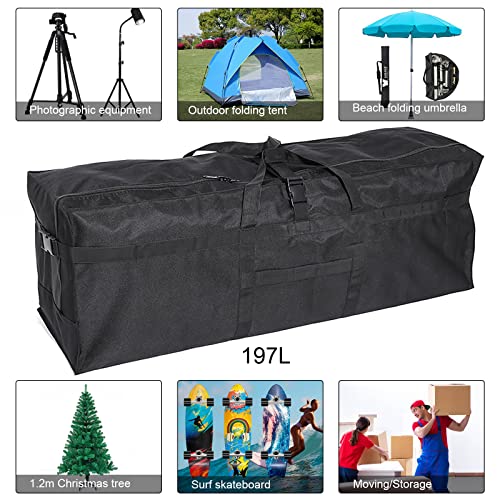 Long Travel Duffle Bag,Foldable Extra Large Duffel Bags,Carry on Travel Bag for Camping/Moving Boxes/Tent/Surfboards/Photography Equipment Storage Bag(Long 197L) - Image 3