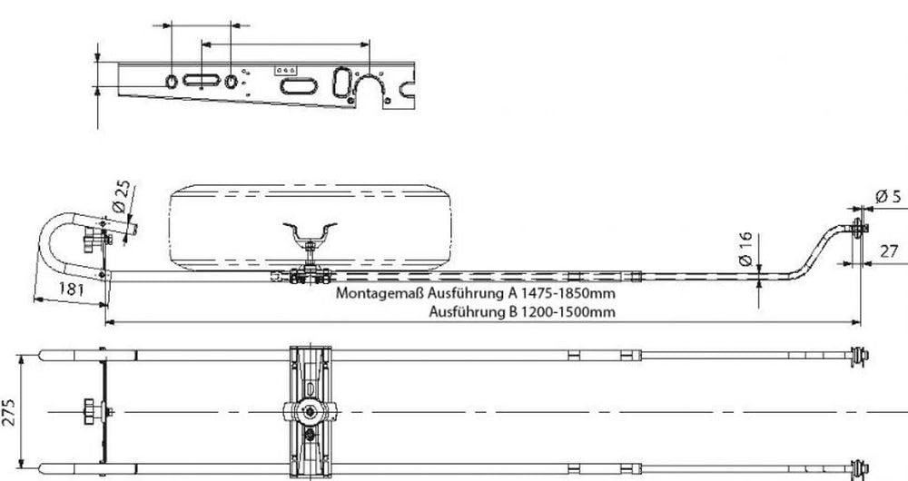 KNOTT Reserveradhalterung für Wohnwagen 1475-1850mm Rahmenbreite, Unterboden-Ersatzradhalter platzsparend aus Stahlrohr für Caravan und Reisemobil
