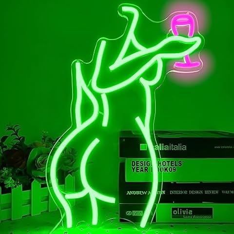 Ajoyferris Lady Back Neon Sign Dimmable LED Lady neon sign Green Neon Sign Woman Neon Sign Sexy Lady Neon Signs for Bedroom Man Cave Bar Store Home Party Art Decor Gifts(16X11 inches,Green) Cover
