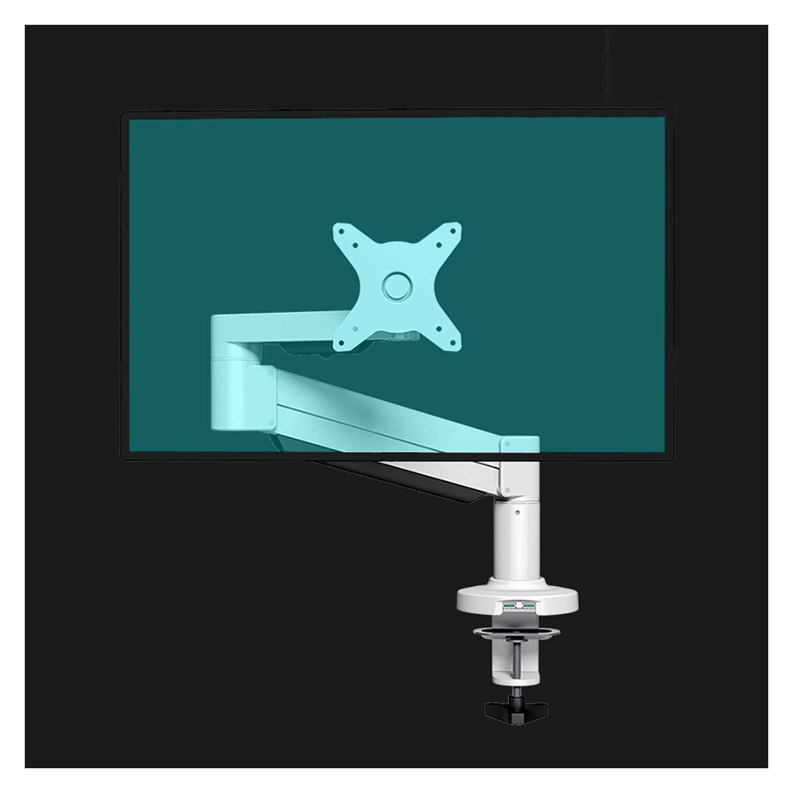 Aioneer Monitor Arm Single Monitor Desk Mount Stand Tilt And Swivel Adjustable Aluminum Alloy Single Desk Arm Stand Monitor Stand With 2 Usb3.0 Ports, 3 Colors Monitor Mount Arm-White-1-8kg