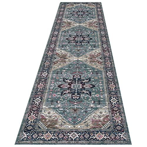 SDFVSDF Teppich Läufer Flur Küche Distressed Non-Shedding-Teppich, Wohnzimmer Eingangsbereich Foyer Flur Schlafzimmer Läufer, Grauer Geometrischer Boho-Stil, Kann Geschnitten Werden Cover