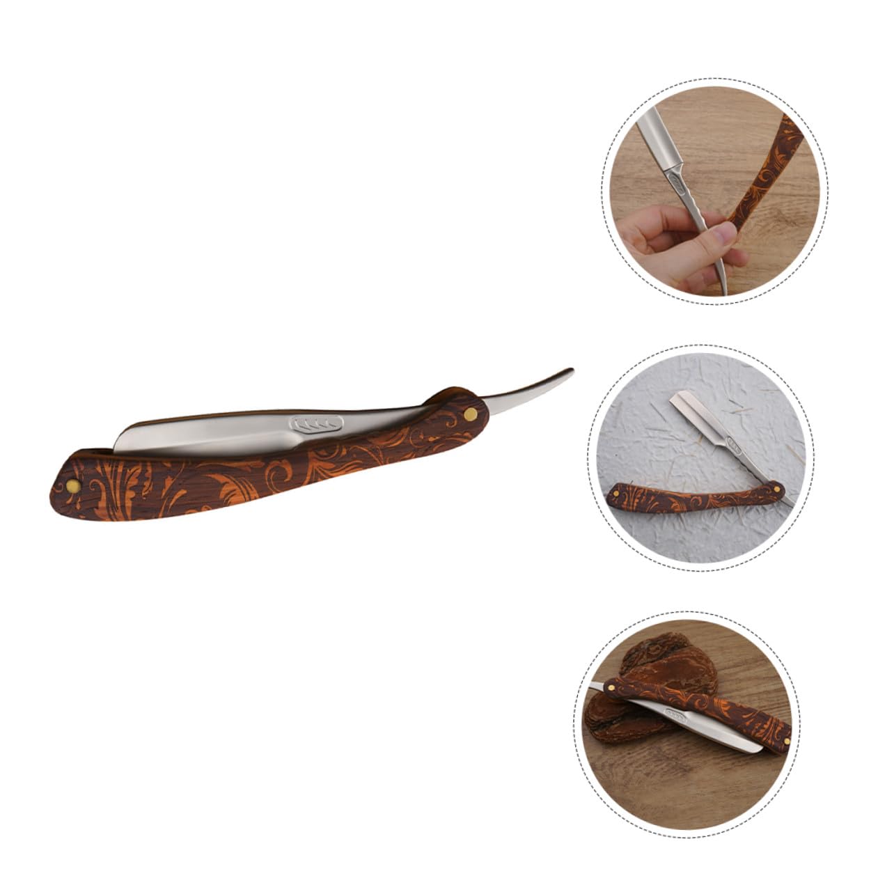 Rasoio Professionale in Acciaio Inossidabile Manico in Legno Vintage per Rasatura Manuale Precisa e Uso Commerciale o Personale