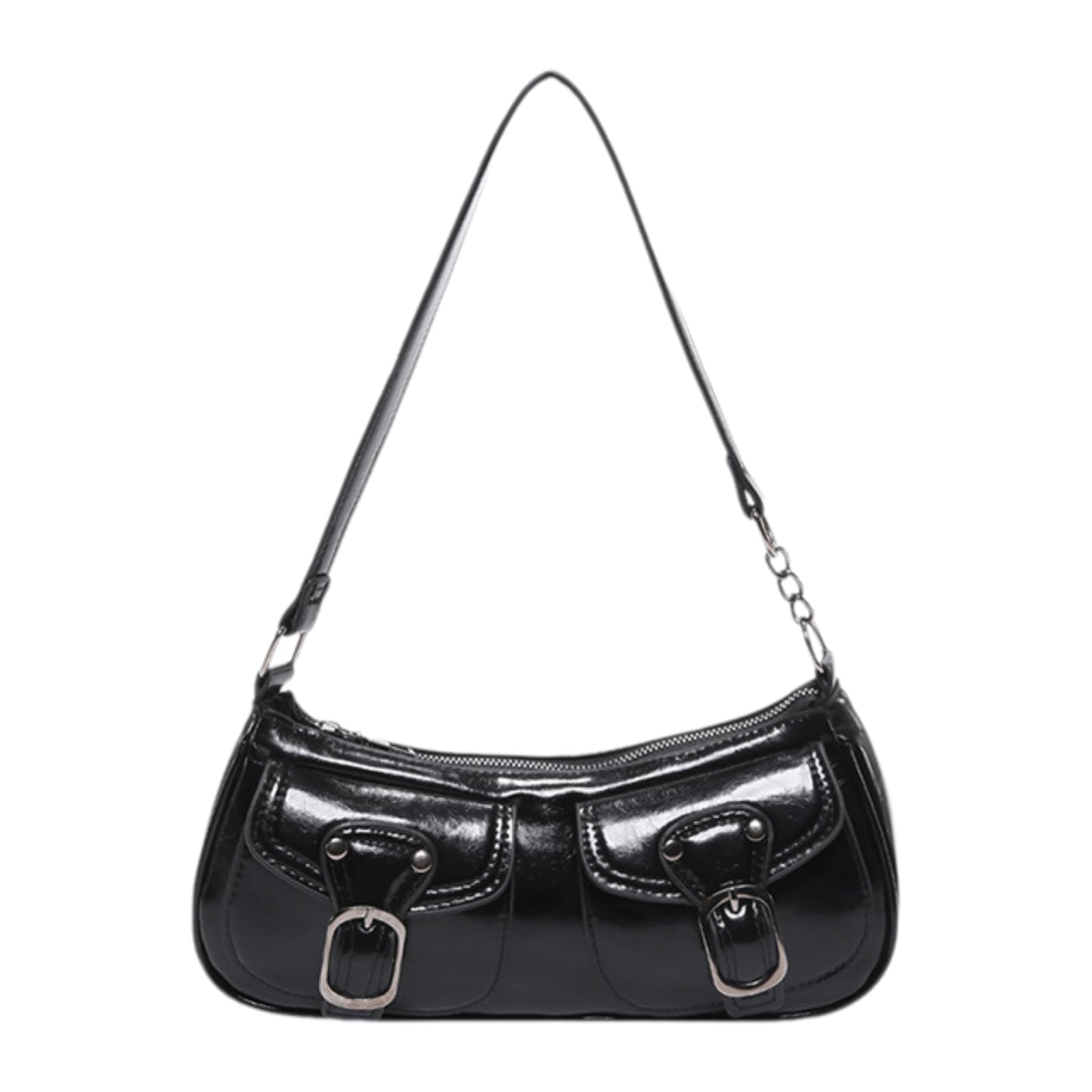 Vintage Buckle Punk Purse for Women, Retro Y2K Shoulder Bag, Mini Hobo Clutch Aesthetic Purse for Travel Shopping