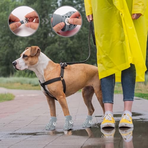 Dog Shoes Breathable Dog Shoe for Hot Pavement, Dog Booties and Paw Protectors, Non-Slip Waterproof Dog Sandals Boots (Gray, L: (3.1’’x2.5'')(L*W)) by Wooftrak - Image 5