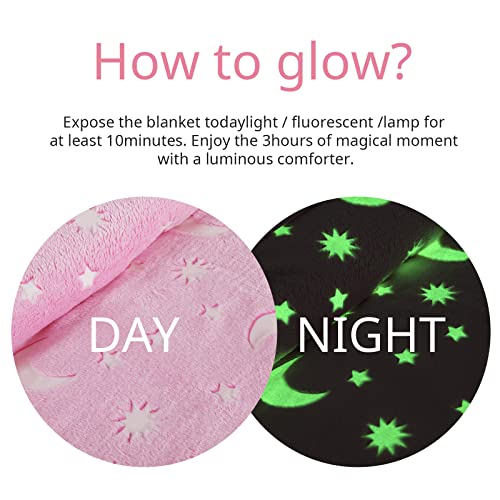 Hombys Glow In The Dark Comforter Set 7 Piece Full Size With Sheets, Pink Velvet Bedding Comforter Sets For Full Bed, Ultra Soft Down Alternative Comforter For Teenage Girls Kids, Bed In A Bag #TOP4