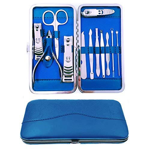 JZK 12 x Edelstahl Maniküre Set Nagelset Nagelknipser Set mit Ledertasche, Reise Beauty Kit Geschenk für Damen & Herren…