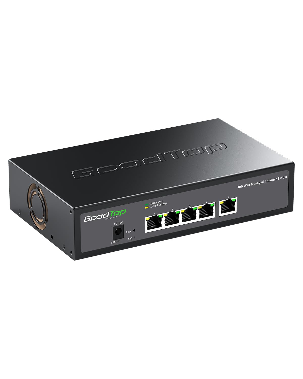 5-portowy przełącznik zarządzany 10 G, LAN Switch 10 Gbit z cichym