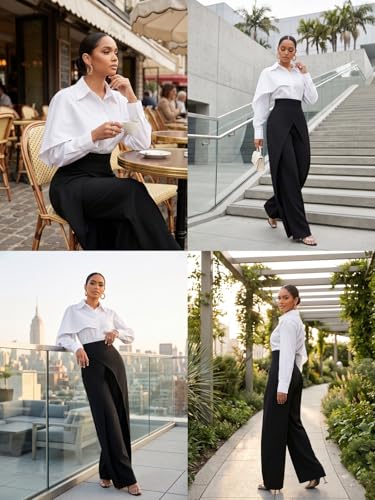 Image of GRECIILOOKS Trousers for Woman | Womens High Rise High Waist Flared Korean Style | Formal Pant for Women Office Wear| Track Pants for Womans Elegant for College & Events (Available in Plus Size)