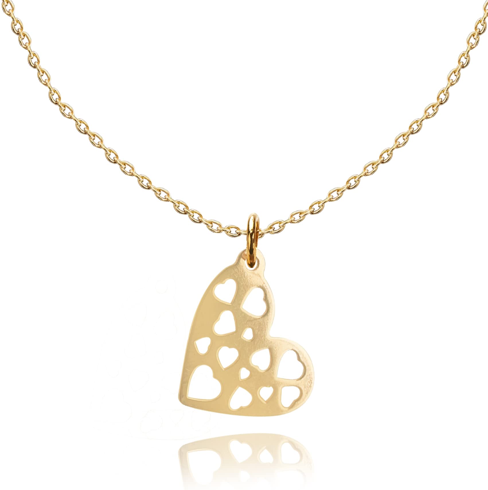 Ah! JewelleryHOT Celebrity Layered Style Heart Open Work Necklace 24K Gold over Sterling Silver. Simple & Stunning! 1.5cm Pendant / 45cm Chain. Stamped 925. 10 Year Guarantee.