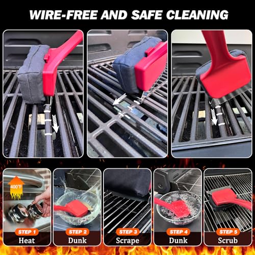 Image of Bristle Free Grill Brush for Outdoor Grill, Safe Non-Metal BBQ Grill Cleaner for Outdoor Grills & Griddles, Heat Resistant Grill Cleaning Brush Fit Weber Blackstone Traeger, Gift for Men Dad