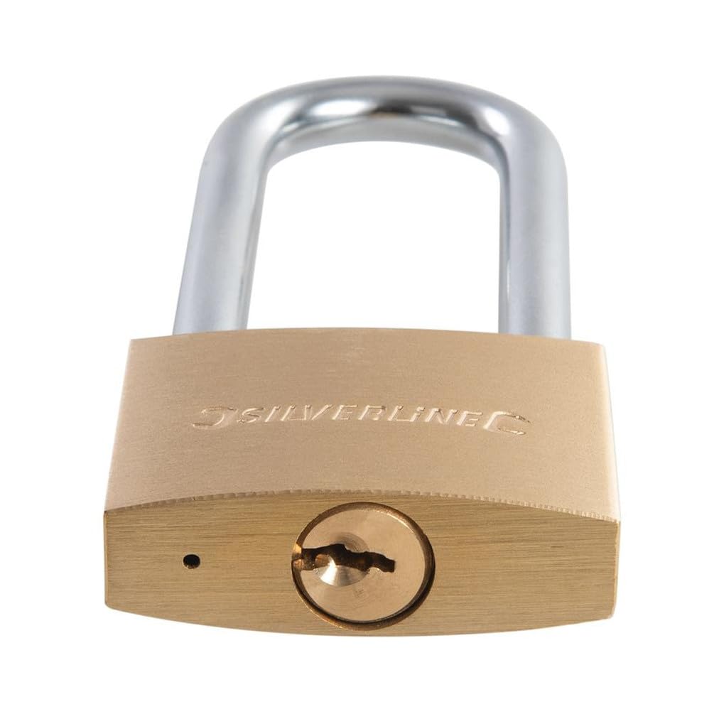 Silverline MSS04L - Lucchetto in ottone ad arco lungo, 50 mm