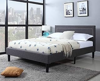 Divano Roma Furniture Upholstered Tufted Headboard & Bed Frame-32 Tall Stitched Platform Panel