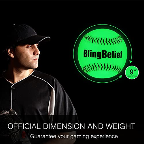 Image of Super Bright Glow in The Dark Baseball,Soccer Ball,Volleyball,Football, Light Up Luminous Baseball, Official Size and Weight Football, Recreational Use Practice Volleyball