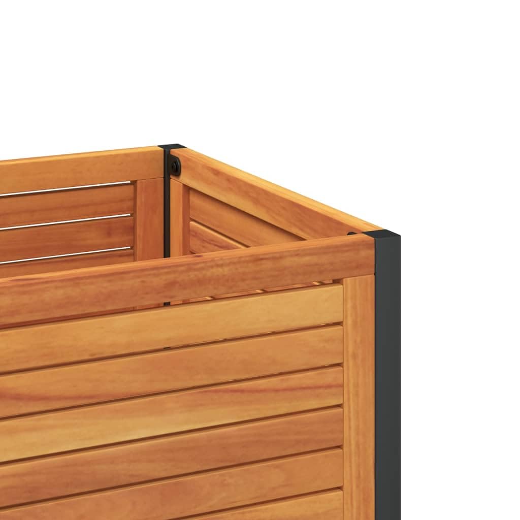 vidaXL Jardinera con Estante Madera Maciza Acacia y Acero 45x45x80 cm, Jardinera de Exterior, Jardinera para Flores, macetero para Tomates
