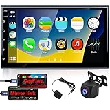 Podofo Double Din Car Radio Receiver Compatible with Apple CarPlay Android Auto, 7 Inches Touch Screen Car Stereo with Backup Camera/FM/Bluetooth/Microphone/Mirror Link