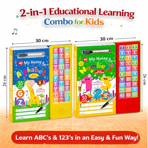 Image of ABCD & Numbers Musical Sound Book Combo Set | Interactive Alphabet & Counting Sound Board Books for Early Learning - Learn Numbers & Alphabet (Alphabet & Number)