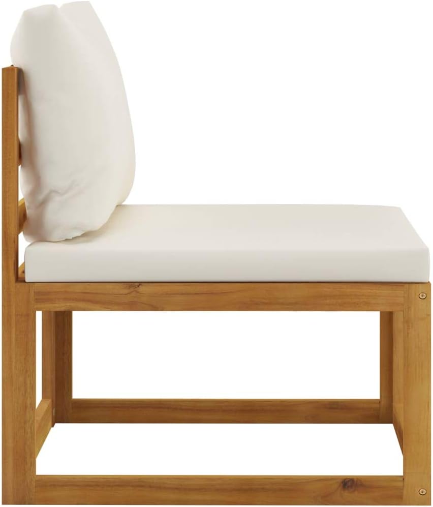 vidaXL 3 Piece Patio Lounge Set - Weather Resistant Outdoor Furniture with Cream Cushions, Solid Acacia Wood, Ideal for Garden/Patio/Balcony Spaces