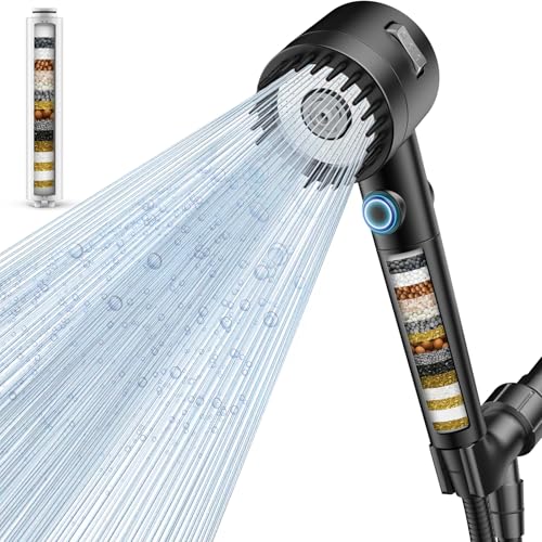 Filtered Shower Head with Handheld, High Pressure 5-Spray Shower Head with Filters for Hard Water,...