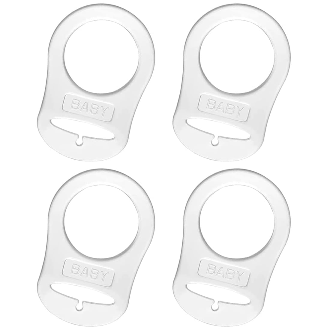 4pcs Silicone Bouton Anneau Anneau en Silicone Adaptateur Adaptateur Attache de Sucette pour Sucette Transparent