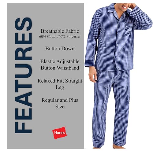 Image of Hanes Men's Woven Plain-Weave Pajama Set