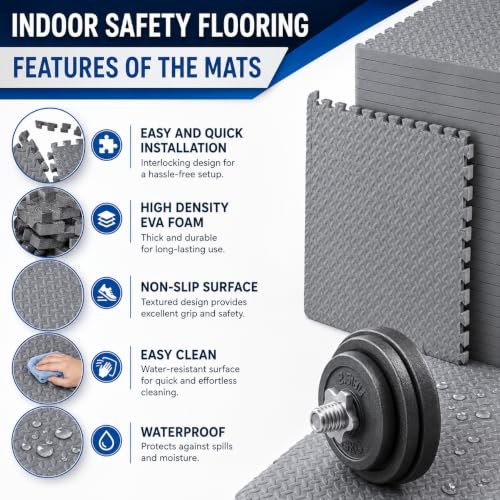 Image of 1 Inch /25mm Gym Floor mat Rubber for Heavy Workout Puzzle Floor mat for Home Exercise, Gym Equipment mat Interlocking Eva Foam Flooring Rubber Tiles Yoga, Kids Gym Mats for Floor