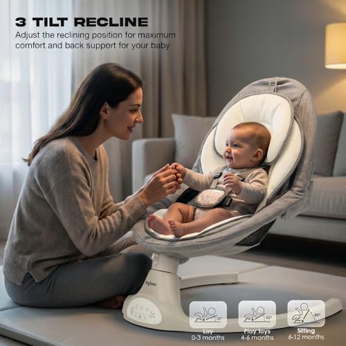 BAYBEE Store Baybee Electric Swing Cradle for New Born Baby, Grey - Image 5