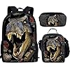 Showudesigns dinosaur backpack for boys with lunch box girls trex backpack dino bookbag back to school children book bag set with lunch bag pencil case schoolbag  urban country home decor
