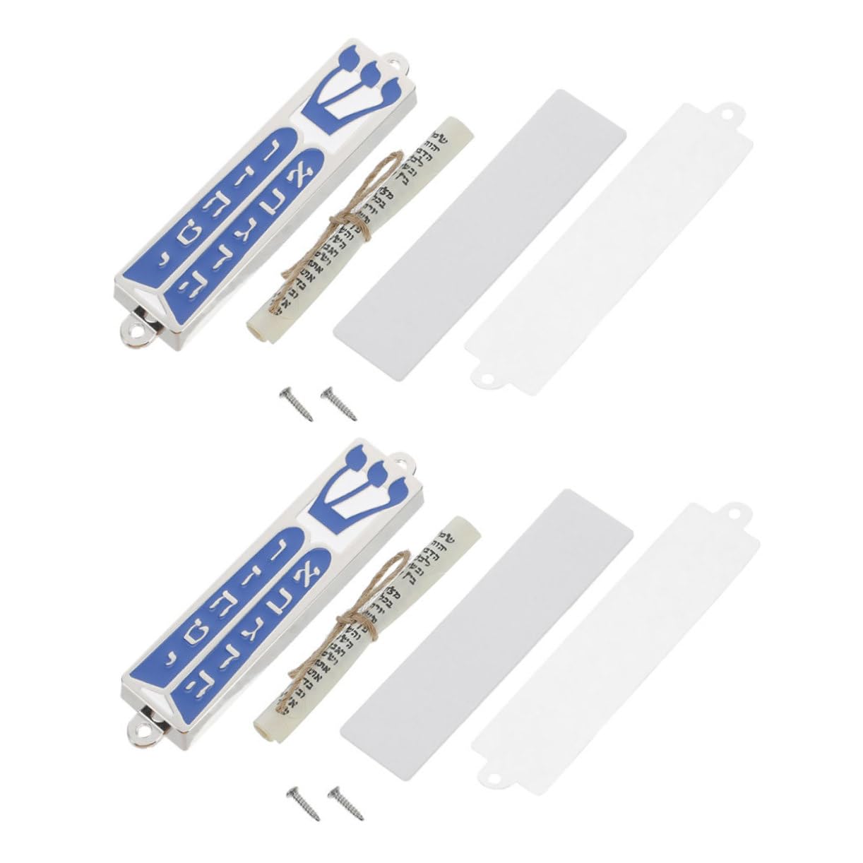 HOOTNEE 2pcs Metal Mezuzah Case with Scroll Jewish Blessing for Door Judaica Unique for Housewarming and Hanukkah