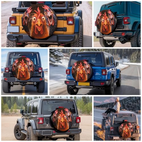 Image of GENANY Funny Chicken Spare Tire Cover, Waterproof PVC RV Trailer Camper Wheel Protector, Size 17 Fits 31-33 Inch