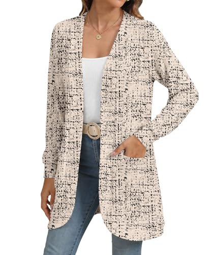 Image of YSYOKOW Cardigan Sweaters for Women Long Sleeve Open Front with Pockets | Long Cardigans for Women Lightweight Soft Casual Dressy Loose Fit Cardigan Sweater with Pockets for Work and Office