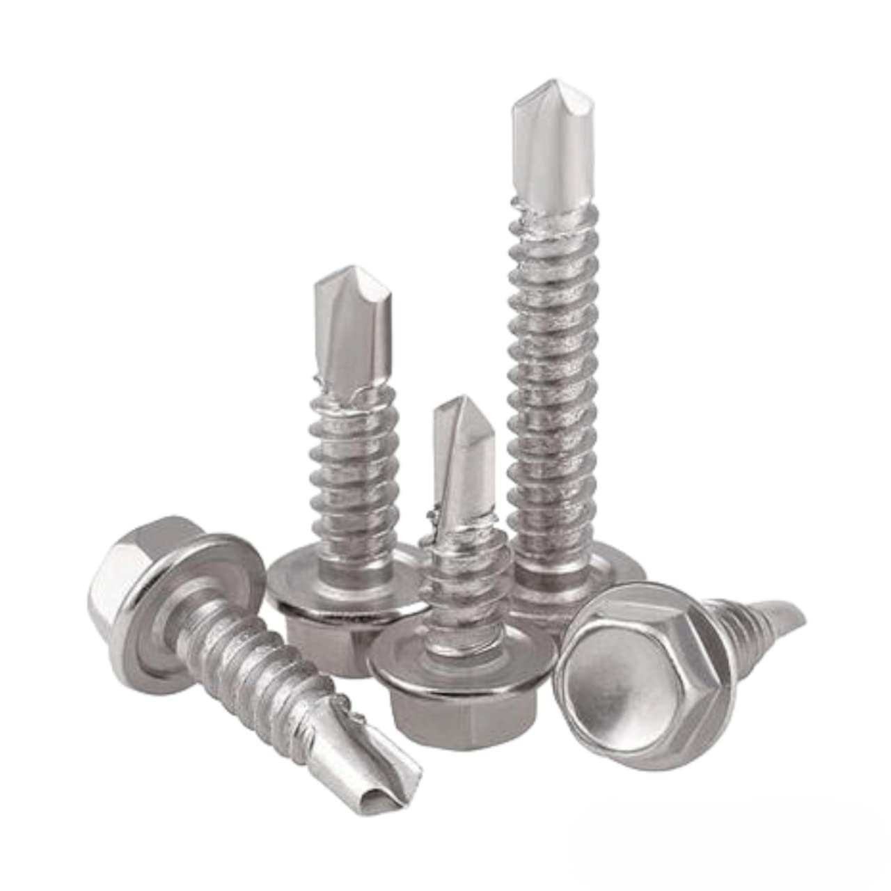 Pack of 100 Selfdrilling Screws Self Tapping Hex Head Buzz Scew Metal Bolts (8mm Head 4.8mm x 19mm)
