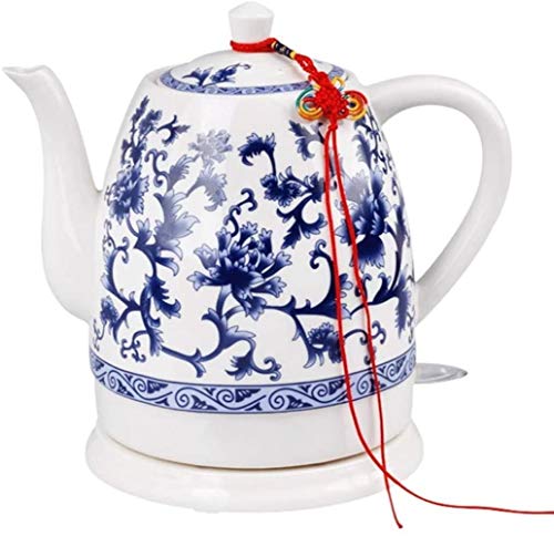 Tetera eléctrica cerámica sin cable azul y blanco 1.5 L miniatura 3