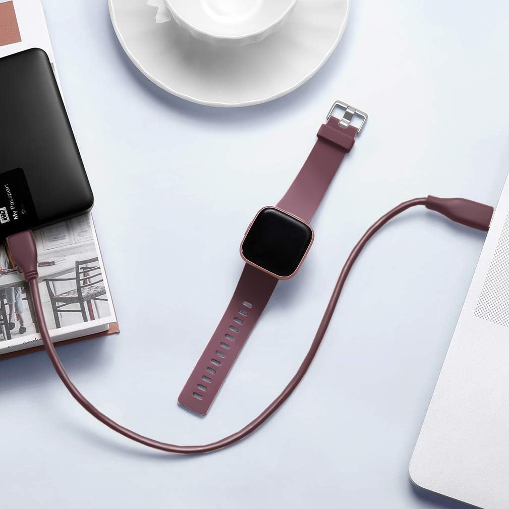 Wepro Compatible with Fitbit Versa 2 Straps/Versa Lite Strap - Smooth Silicone Classic Replacement Wristband, Small Smoke Violet - Image 2