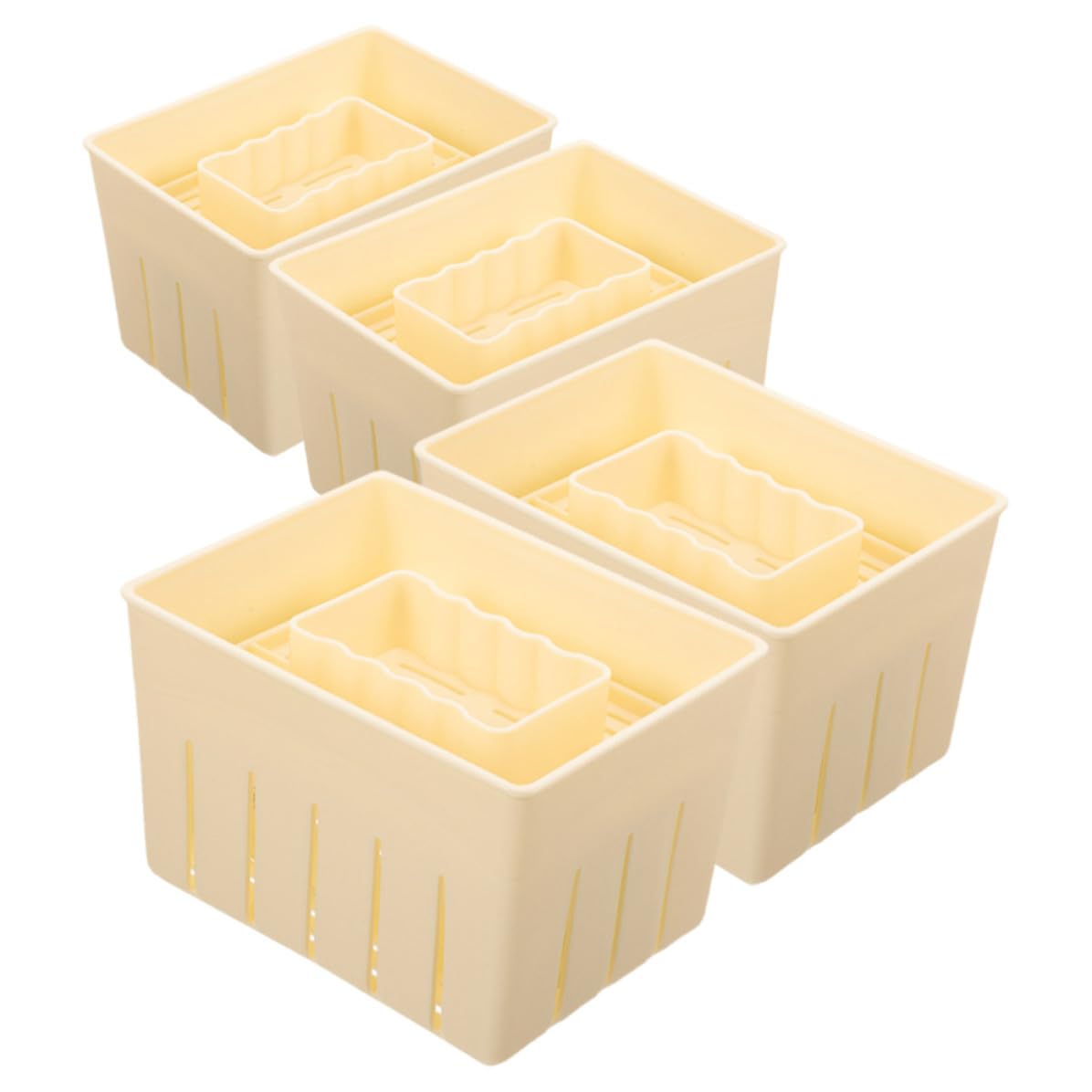 Moldes para prensar tofu y queso en beige pack de 4 piezas ligeras de plástico para cocina casera