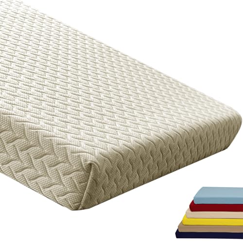AQIGR Cojín para Banco Impermeable para Interiores & Exteriores 5 Cm De Grosor, Cojín para Asiento De Columpio, Antideslizante, para Jardin Patio, Comedor, Columpio(Beige,60x30x5 cm Thick)