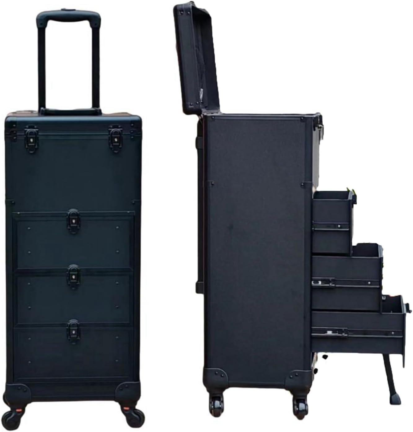 [WOOYOO] プロ用 メイクボックス 大容量 化粧ボックス キャスター付き 引き出し 4層 キャリーボックス 仕切り 救急箱 取