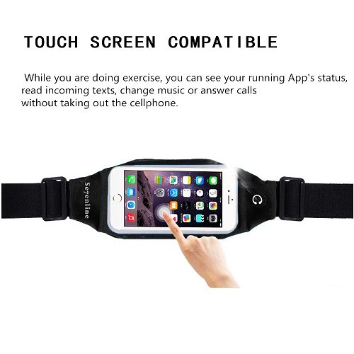 Se7enline Running Belt Workout Belt Black Fanny Pack Compatible with Fitness Hiking Cycling Waist Pack Compatible with iPhone X/ XR/ XS/ XS Max/11/ 11 Pro/ 11 Pro Max, Samsung Galaxy Note 10 Black