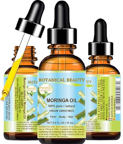 Botanical Beauty MORINGA OIL Moringa oleifera WILD GROWTH Himalayan 100% Pure Natural Undiluted Virgin Unrefined for Face, Skin, Hair, Lip, Nails (0.5 Fl Oz)