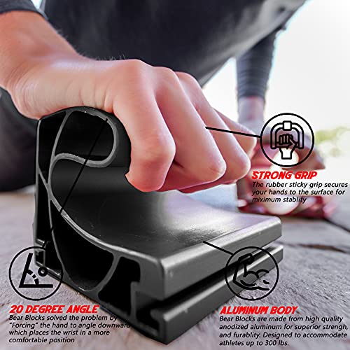 Bear Blocks Pushup Bars - Safe Push Up Board - Strength Training Pushup Stands Perfect For Home Gym & Traveling Fitness - Lightweight, Non-Slip Bodyweight Training Workouts Blocks #TOP2