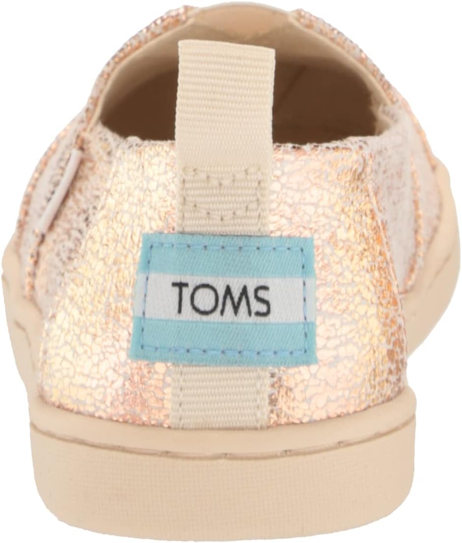 TOMS Girl's Alpargata Espadrille, Gold Crackle Foil,5
