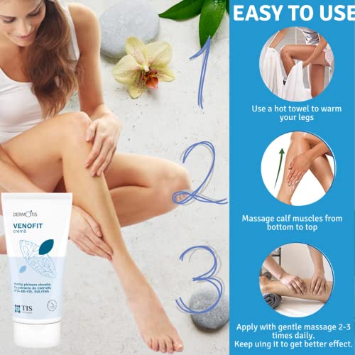 VenoFIT - Creme für Krampfadern, venöse Durchblutungsstörungen, brüchige Kapillaren, wunde Beine, reduziert Schwellungen, venotonische Wirkung, müde, geschwollene, schwere, unruhige Beine und Füße