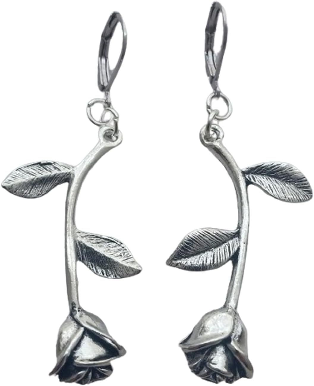 Rose Flower Leverback Earrings, Beautiful Flower Ear Clip for Man Woman, Vintage Style Creative Dainty Jewelry