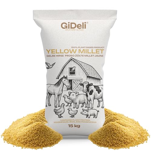GiDeli Millet jaune 15 kg – Nourriture pour perruches, graines de millet – Nourriture pour canaris et oiseaux domestiques