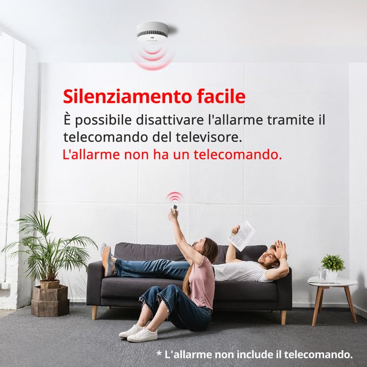 Rilevatore di fumo senza batteria Allarme antincendio intelligente