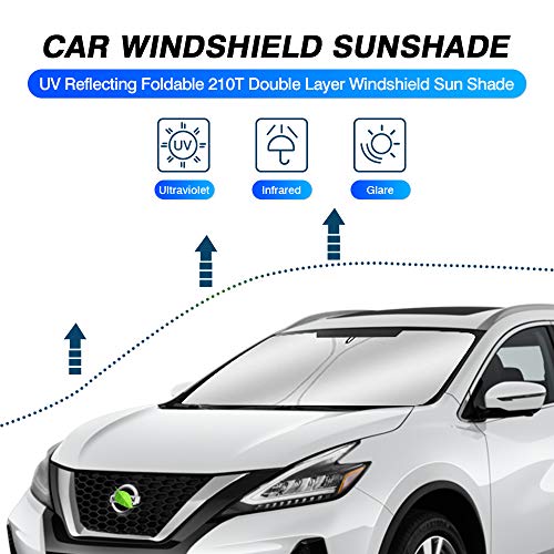Image of KUST Custom Fit Windshield Sun Shade for Nissan Murano Accessories 2015-2024 Sunshade Sun Visor Protector Foldable Blocks UV Rays Keep Your Car Cooler