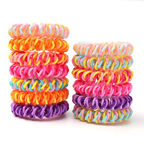 Spiral hair band No Crease Elastic Ponytail Holders Phone Cord Traceless Hair Ring Hair Rubber Bands Suitable for All Hair Types, Pack of 12 (Mix color)