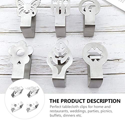 UPKOCH 4Pcs Clips Toalha De Mesa Borboleta Decorativo Tampa De Tabela De Aço Inoxidável Grampos Clip